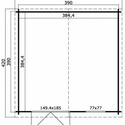 Am billigsten 🤩 Gartenhaus EBRO C - lichtgrau - Fichte massiv - 390x390 cm 🧨 -Angebote Garten Store 9005055900 04 1600Wx1600H
