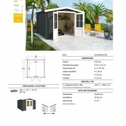 Top 10 💯 Gartenhaus HOUSTON - carbongrau - Fichte massiv - 292x292 cm ❤️ -Angebote Garten Store 9005056100 03 1600Wx1600H