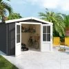 Top 10 💯 Gartenhaus HOUSTON - carbongrau - Fichte massiv - 292x292 cm ❤️