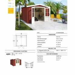 Rabatt 👍 Gartenhaus HOUSTON - schwedenrot - Fichte massiv - 292x292 cm 🧨 -Angebote Garten Store 9005056400 03 1600Wx1600H