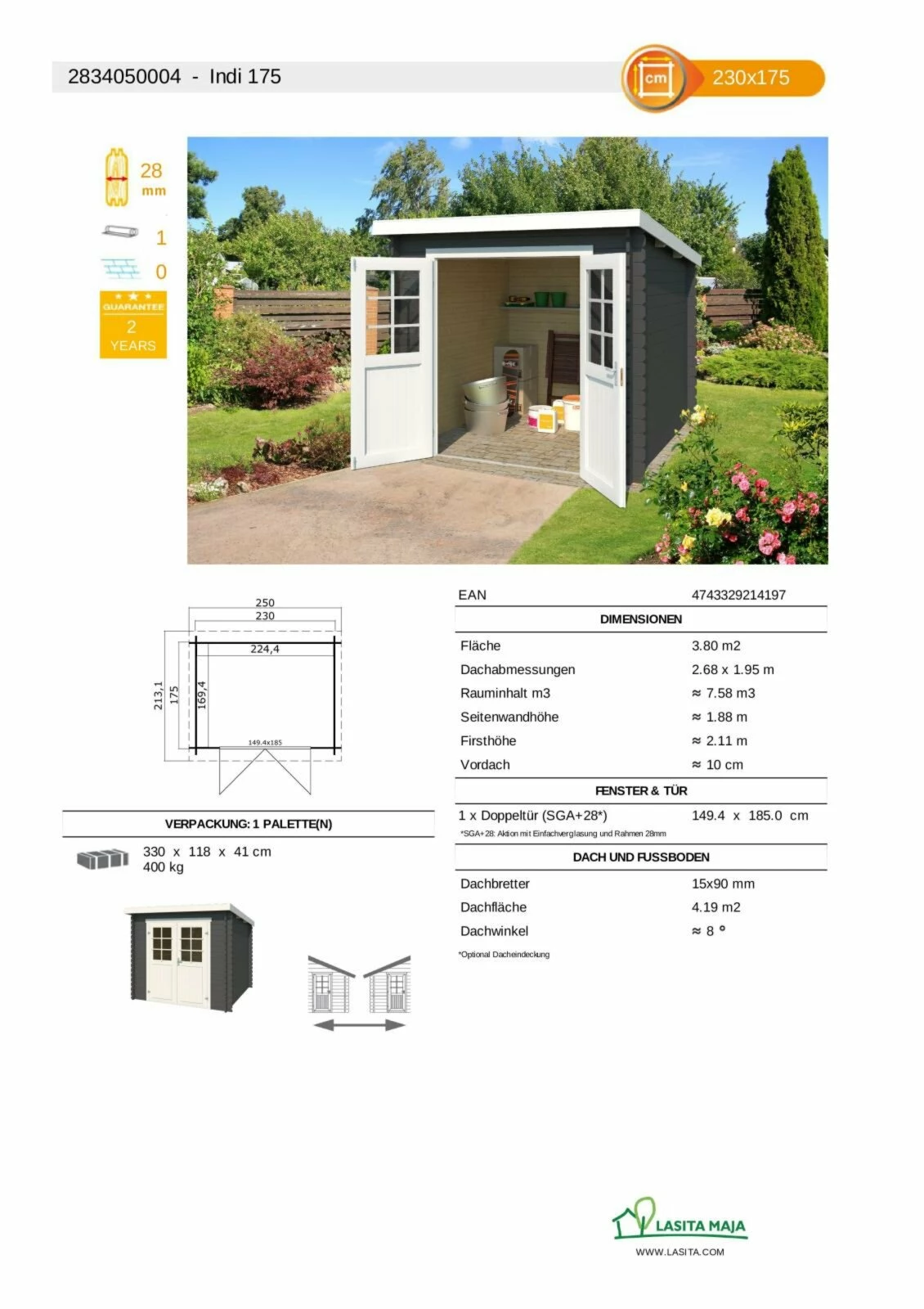 Beste Bewertungen von ⭐ Gartenhaus INDI - carbongrau - Fichte massiv - 230x175 cm 🛒 5 Beste Bewertungen von ⭐ Gartenhaus INDI - carbongrau - Fichte massiv - 230x175 cm 🛒 – Bild 3
