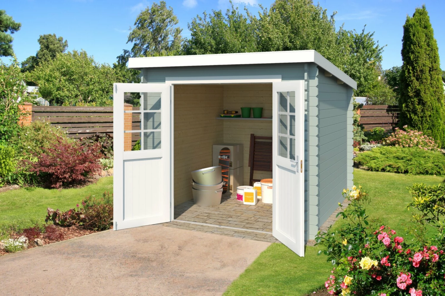 Rabatt ✨ Gartenhaus INDI - gletschergrün - Fichte massiv - 230x175 cm 🔥 3 Rabatt ✨ Gartenhaus INDI - gletschergrün - Fichte massiv - 230x175 cm 🔥