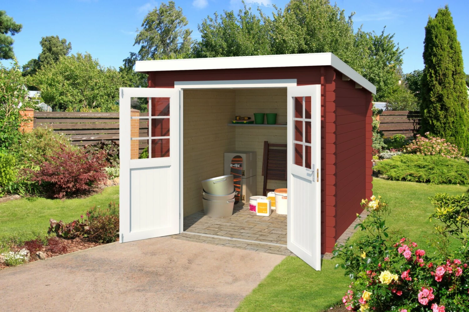 Schlussverkauf 🤩 Gartenhaus INDI - schwedenrot - Fichte massiv - 230x230 cm 👍 3 Schlussverkauf 🤩 Gartenhaus INDI - schwedenrot - Fichte massiv - 230x230 cm 👍