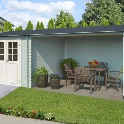 Besorgen 👍 Gartenhaus IVANA - gletschergrün - Fichte massiv - 570x250 cm 🎁