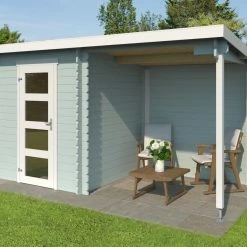 Schlussverkauf ✔️ Gartenhaus JELLE PLUS - gletschergrün - Fichte massiv - 370x175 cm 🧨