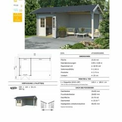 Coupon ✔️ Gartenhaus KENZO - lichtgrau - Fichte massiv - 540x300 cm 👍 -Angebote Garten Store 9005058300 03 1600Wx1600H