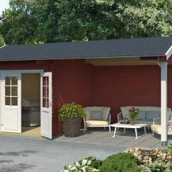 Besorgen ❤️ Gartenhaus KENZO - schwedenrot - Fichte massiv - 540x300 cm 🎉