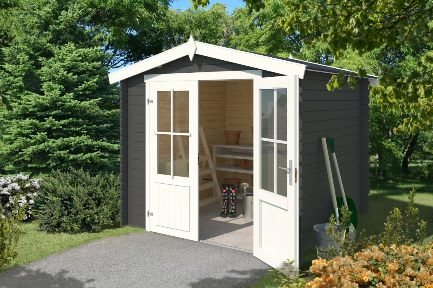 Bestes Angebot ✨ Gartenhaus LOS ANGELES - carbongrau - Fichte massiv - 230x180 cm 👍 3 Bestes Angebot ✨ Gartenhaus LOS ANGELES - carbongrau - Fichte massiv - 230x180 cm 👍