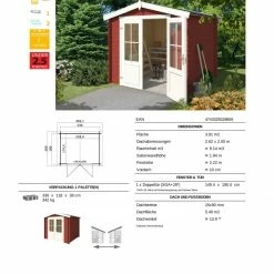 Bestes Angebot 🎉 Gartenhaus LOS ANGELES - schwedenrot - Fichte massiv - 230x180 cm 😉 -Angebote Garten Store 9005058800 03 1600Wx1600H