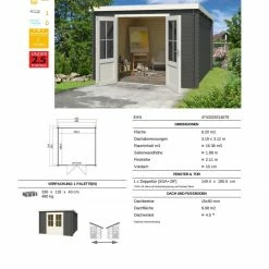 Brandneu ✨ Gartenhaus MIAMI - carbongrau - Fichte massiv - 292x292 cm 🔔 -Angebote Garten Store 9005058900 03 1600Wx1600H