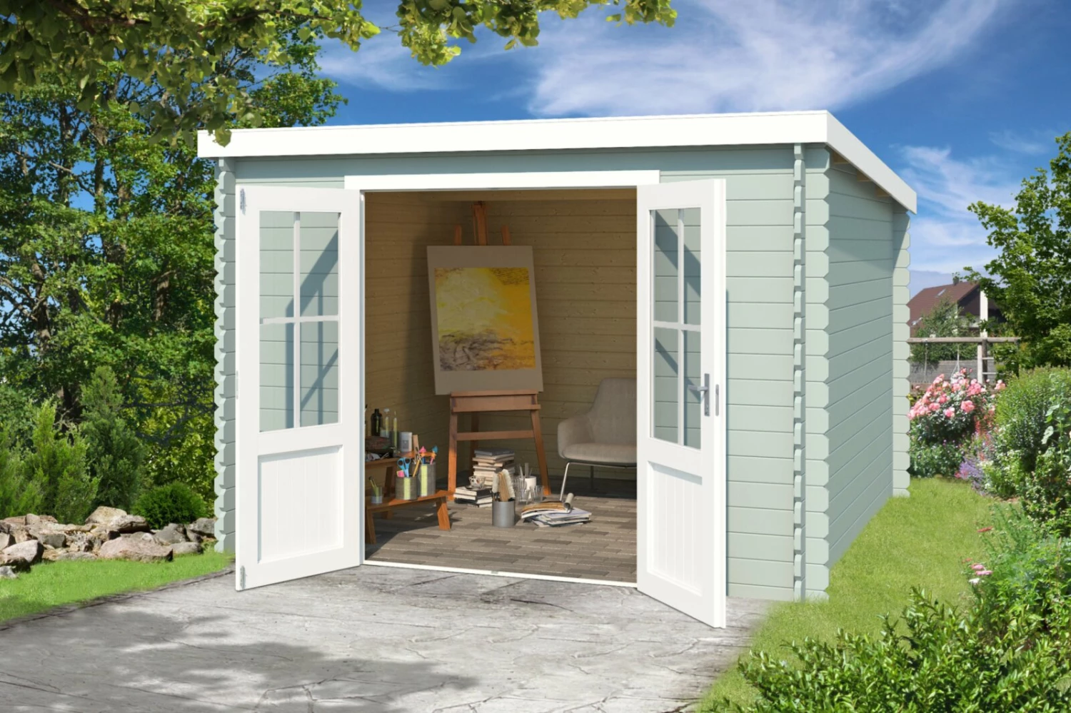 Billig 🥰 Gartenhaus MIAMI - gletschergrün - Fichte massiv - 292x292 cm 🎉 3 Billig 🥰 Gartenhaus MIAMI - gletschergrün - Fichte massiv - 292x292 cm 🎉