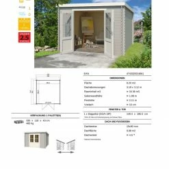 Bestes Angebot 🥰 Gartenhaus MIAMI - lichtgrau - Fichte massiv - 292x292 cm 🧨 -Angebote Garten Store 9005059100 03 1600Wx1600H