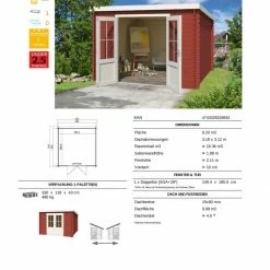 Coupon 😍 Gartenhaus MIAMI - schwedenrot - Fichte massiv - 292x292 cm 🛒 -Angebote Garten Store 9005059200 03 1600Wx1600H