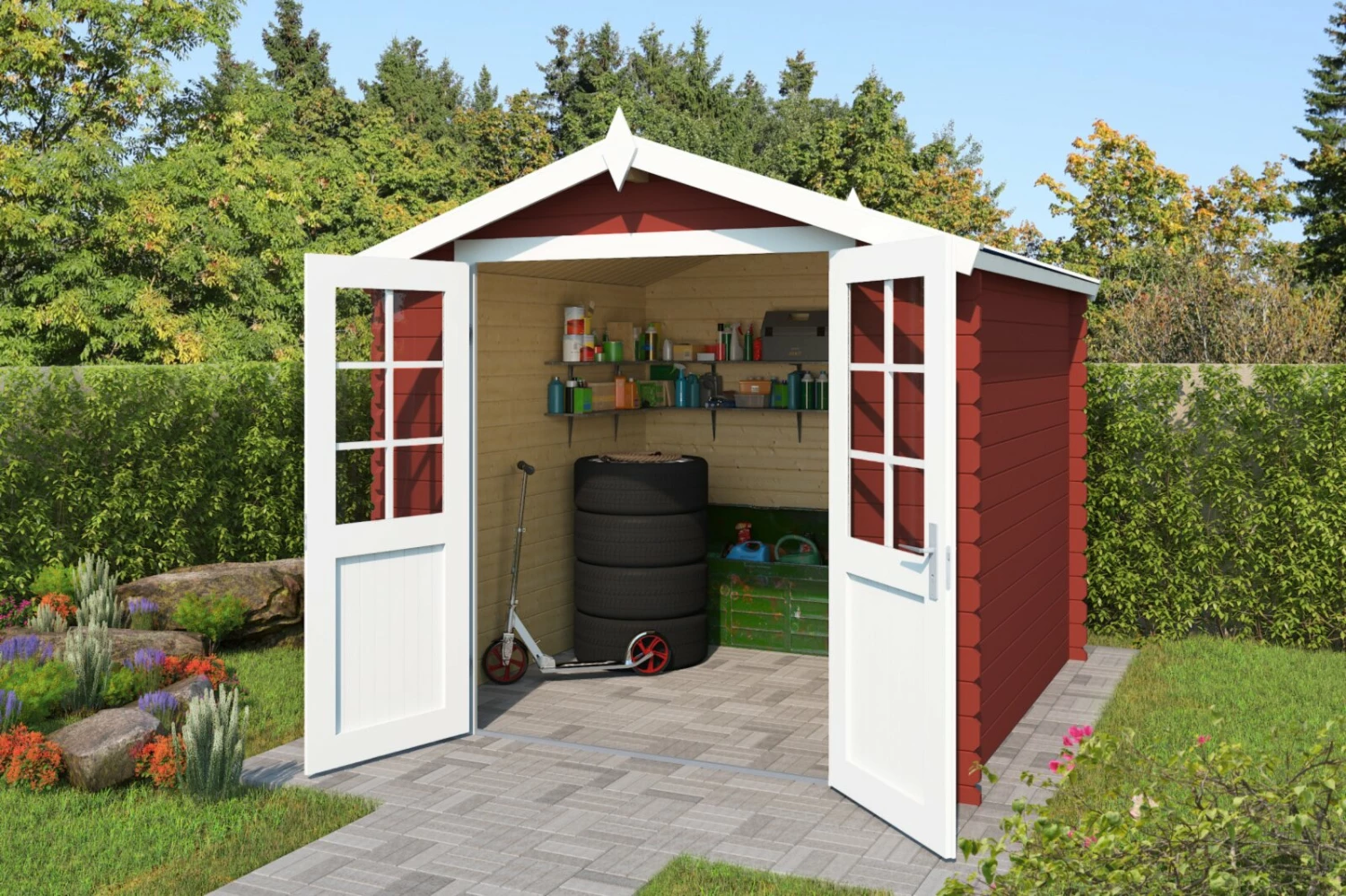 Auslauf 😉 Gartenhaus MORAVA A - schwedenrot - Fichte massiv - 230x230 cm ❤️ 3 Auslauf 😉 Gartenhaus MORAVA A - schwedenrot - Fichte massiv - 230x230 cm ❤️