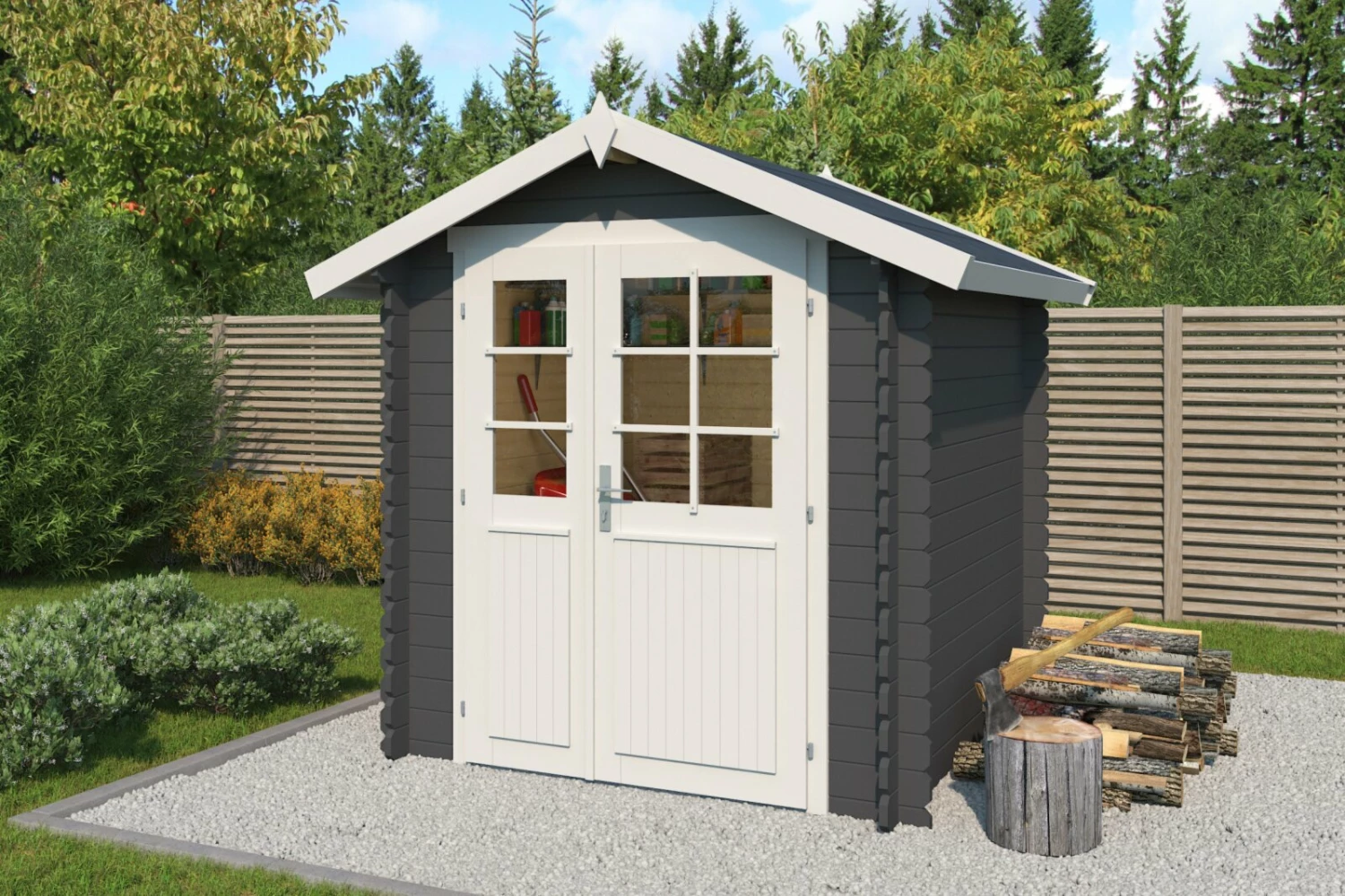 Budget 😀 Gartenhaus MORAVA B - carbongrau - Fichte massiv - 190x190 cm 😀 3 Budget 😀 Gartenhaus MORAVA B - carbongrau - Fichte massiv - 190x190 cm 😀