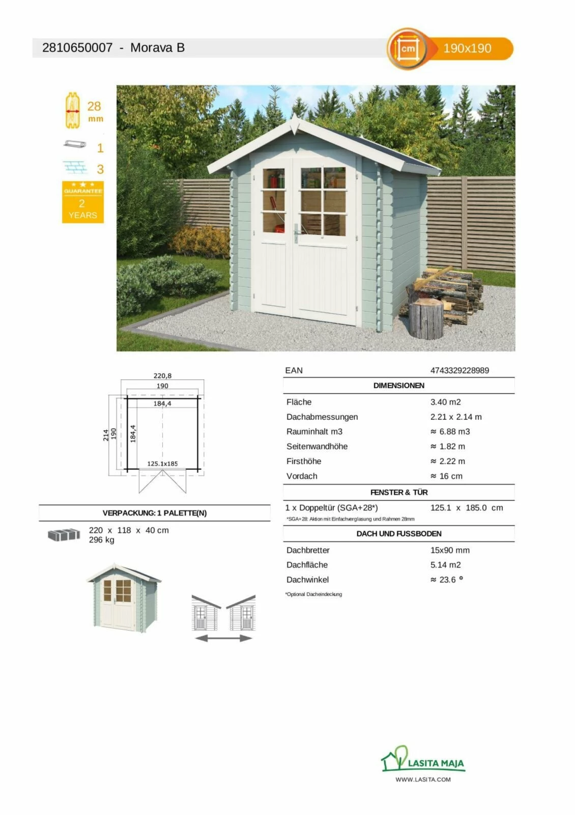 Top 10 😍 Gartenhaus MORAVA B - gletschergrün - Fichte massiv - 190x190 cm 🧨 5 Top 10 😍 Gartenhaus MORAVA B - gletschergrün - Fichte massiv - 190x190 cm 🧨 – Bild 3