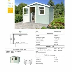 Aktion ⭐ Gartenhaus NINA - gletschergrün - Fichte massiv - 275x175 cm 💯 -Angebote Garten Store 9005060200 03 1600Wx1600H