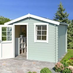 Aktion ⭐ Gartenhaus NINA - gletschergrün - Fichte massiv - 275x175 cm 💯