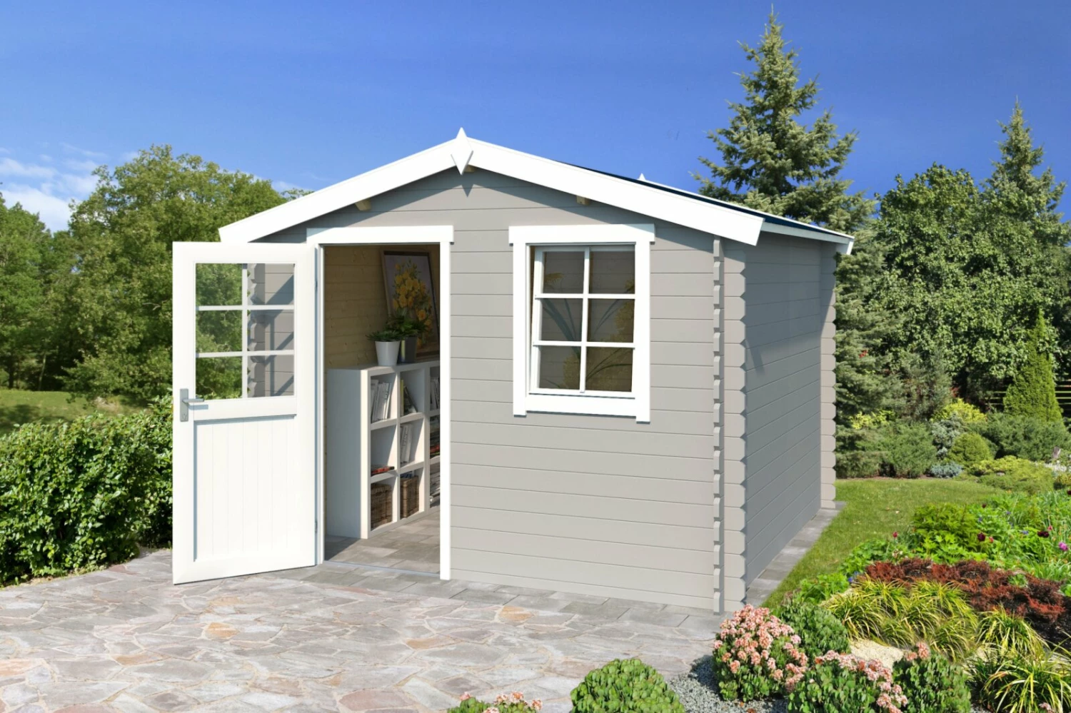 Am billigsten 😍 Gartenhaus NINA - lichtgrau - Fichte massiv - 275x175 cm 😉 3 Am billigsten 😍 Gartenhaus NINA - lichtgrau - Fichte massiv - 275x175 cm 😉