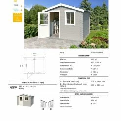 Billig 🔔 Gartenhaus NINA - lichtgrau - Fichte massiv - 275x230 cm ✔️ -Angebote Garten Store 9005060700 03 1600Wx1600H