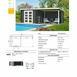 Auslauf 💯 Gartenhaus NOVIA PLUS - carbongrau - Fichte massiv - 600x275 cm 😉 -Angebote Garten Store 9005061300 03 1600Wx1600H