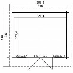 Coupon ✔️ Gartenhaus ROBIN - schwedenrot - Fichte massiv - 330x280 cm 😀 -Angebote Garten Store 9005062000 04 1600Wx1600H