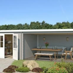 Bester Verkauf 😍 Gartenhaus ST LOUIS - lichtgrau - Fichte massiv - 701x292 cm ⭐