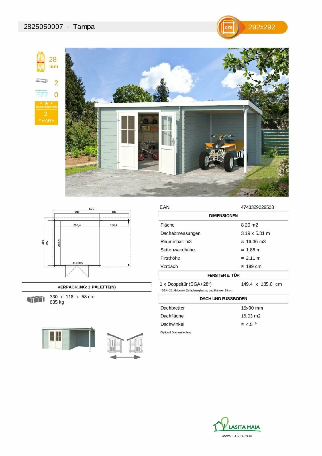 Coupon ⭐ Gartenhaus TAMPA - gletschergrün - Fichte massiv - 501x292 cm 🌟 5 Coupon ⭐ Gartenhaus TAMPA - gletschergrün - Fichte massiv - 501x292 cm 🌟 – Bild 3