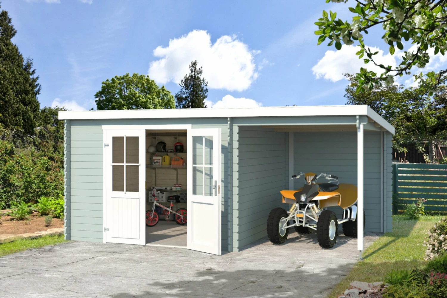 Coupon ⭐ Gartenhaus TAMPA - gletschergrün - Fichte massiv - 501x292 cm 🌟 3 Coupon ⭐ Gartenhaus TAMPA - gletschergrün - Fichte massiv - 501x292 cm 🌟