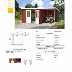 Großhandel 😀 Gartenhaus TAMPA - schwedenrot - Fichte massiv - 501x292 cm 🔔 -Angebote Garten Store 9005063200 03 1600Wx1600H