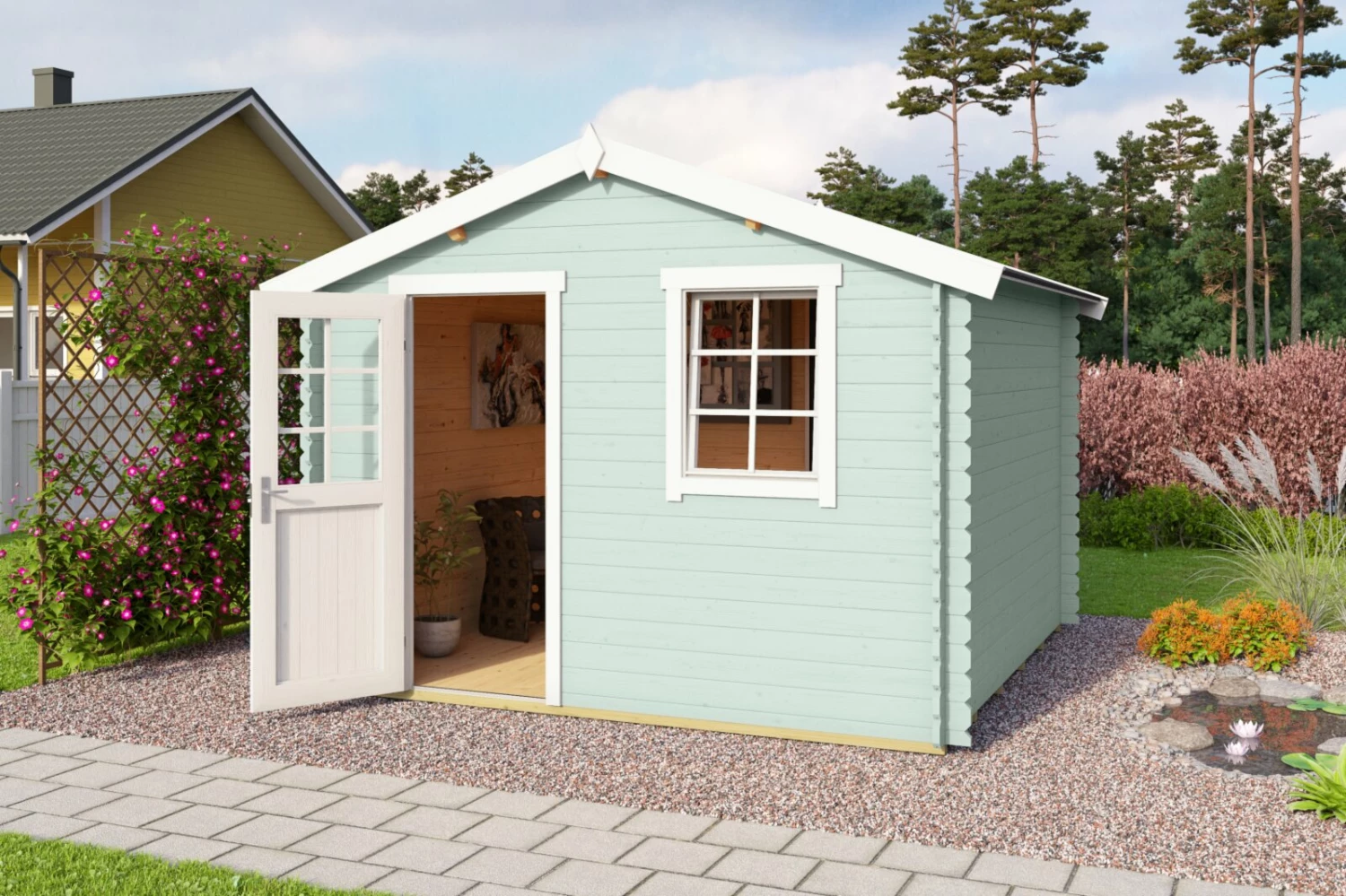 Blitzangebot 👏 Gartenhaus WELS 3 - gletschergrün - Fichte massiv - 300x300 cm ⭐ 3 Blitzangebot 👏 Gartenhaus WELS 3 - gletschergrün - Fichte massiv - 300x300 cm ⭐