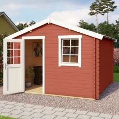 Auslauf 😉 Gartenhaus WELS 3 - schwedenrot - Fichte massiv - 300x300 cm 😀