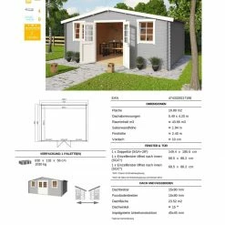 Auslauf 🛒 Gartenhaus WELS 5 - lichtgrau - Fichte massiv - 510x400 cm 👏 -Angebote Garten Store 9005065100 03 1600Wx1600H