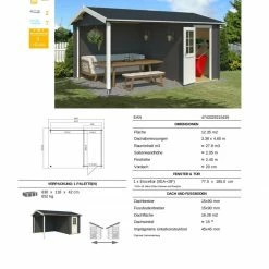 Am billigsten 🎉 Gartenhaus WIBO - carbongrau - Fichte massiv - 425/144x300 cm 🌟 -Angebote Garten Store 9005065300 03 1600Wx1600H