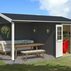 Am billigsten 🎉 Gartenhaus WIBO - carbongrau - Fichte massiv - 425/144x300 cm 🌟