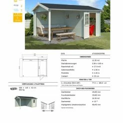 Bester Verkauf 👏 Gartenhaus WIBO - gletschergrün - Fichte massiv - 425/144x300 cm 😍 -Angebote Garten Store 9005065400 03 1600Wx1600H