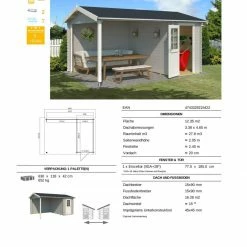 Bestes Angebot 🎉 Gartenhaus WIBO - lichtgrau - Fichte massiv - 425/144x300 cm 🔥 -Angebote Garten Store 9005065500 03 1600Wx1600H