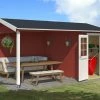 Großhandel 😍 Gartenhaus WIBO - schwedenrot - Fichte massiv - 425/144x300 cm 😀 -Angebote Garten Store 9005065600 1600Wx1600H