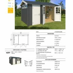 Großhandel ✨ Gartenhaus WILLIAM - carbongrau - Fichte massiv - 380x250 cm 🥰 -Angebote Garten Store 9005065700 03 1600Wx1600H