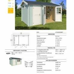 Rabatt 😀 Gartenhaus WILLIAM - gletschergrün - Fichte massiv - 380x250 cm 😍 -Angebote Garten Store 9005065800 03 1600Wx1600H