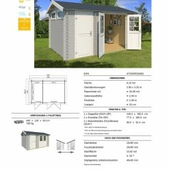 Schlussverkauf 🎁 Gartenhaus WILLIAM - lichtgrau - Fichte massiv - 380x250 cm 🌟 -Angebote Garten Store 9005065900 03 1600Wx1600H