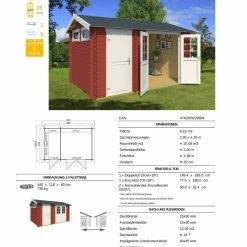 Bestpreis ⭐ Gartenhaus WILLIAM - schwedenrot - Fichte massiv - 380x250 cm 🔥 -Angebote Garten Store 9005066000 03 1600Wx1600H