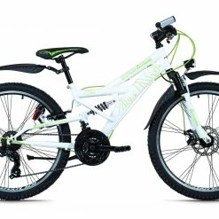 Aktion ⭐ KS Cycling Mountainbike FULLY 24'' 4MASTERS - weiß-grün - 42 cm Rahmenhöhe 👏
