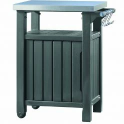 Schlussverkauf 🛒 Grill-Beistelltisch - graphit - Holzoptik 😉