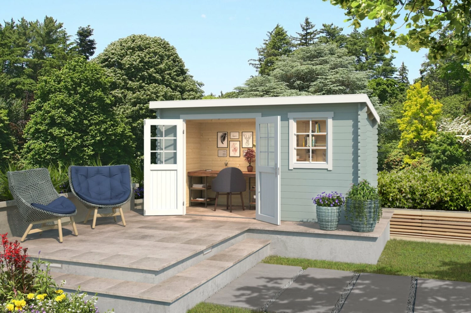 Brandneu 👏 Gartenhaus AMIRA 175 - gletschergrün - Fichte massiv - 380x175 cm 🎉 3 Brandneu 👏 Gartenhaus AMIRA 175 - gletschergrün - Fichte massiv - 380x175 cm 🎉