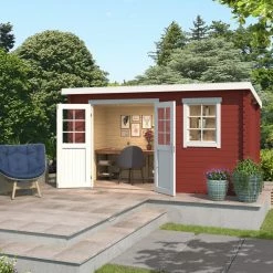 Besorgen 💯 Gartenhaus AMIRA 175 - schwedenrot - Fichte massiv - 380x175 cm ⌛