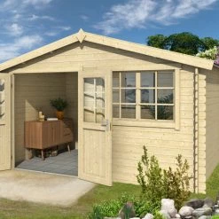 Rabatt ⌛ Gartenhaus AXEL 280 - Fichte massiv - naturbelassen - 380x230 cm 🌟