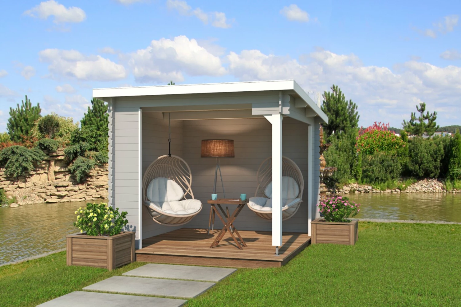 Aktion 🎉 Unterstand BUFFALO 275 - Fichte massiv - lichtgrau - 275x275 cm 🎁 3 Aktion 🎉 Unterstand BUFFALO 275 - Fichte massiv - lichtgrau - 275x275 cm 🎁