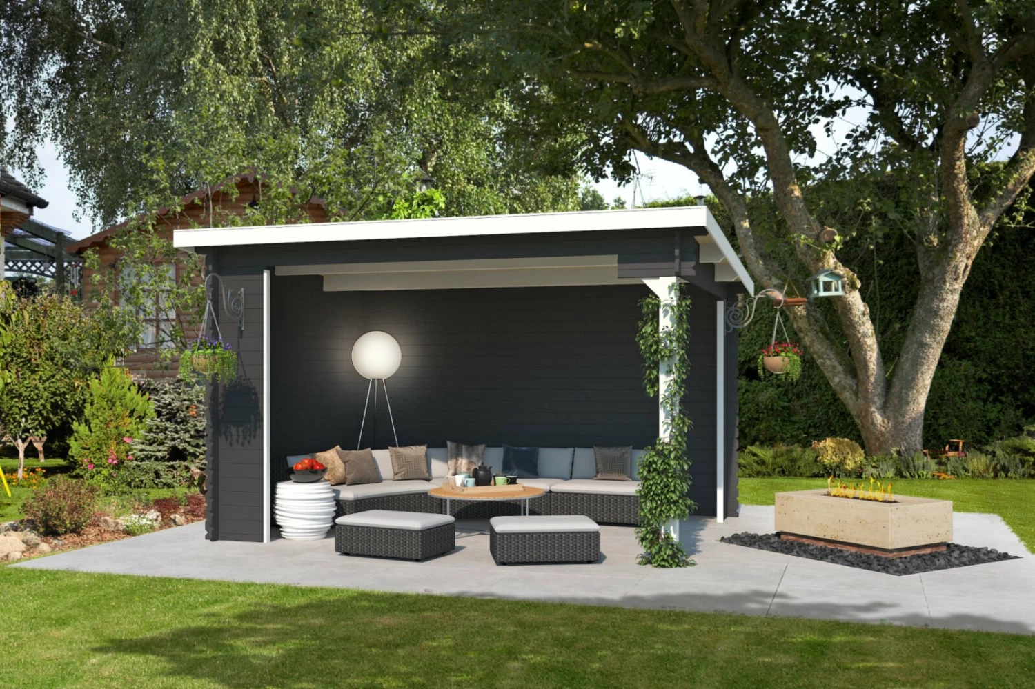 Schlussverkauf 🤩 Unterstand BUFFALO 380 - Fichte massiv - carbongrau - 380x275 cm ⭐ 3 Schlussverkauf 🤩 Unterstand BUFFALO 380 - Fichte massiv - carbongrau - 380x275 cm ⭐