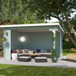 Bester Verkauf 🔥 Unterstand BUFFALO 380 - Fichte massiv - gletschergrün - 380x275 cm 🥰